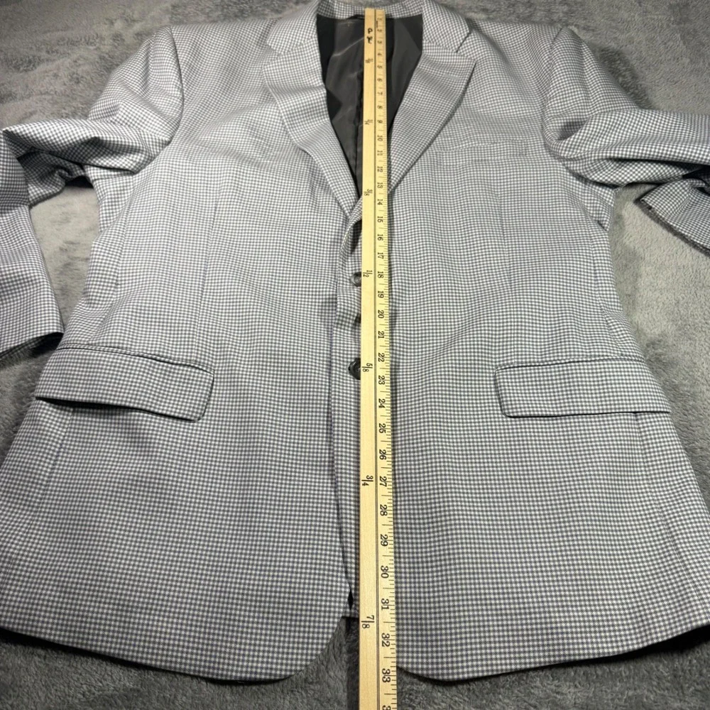 Jos A Bank Travelers Collection 48R Blazer Blue White Micro Houndstooth Wool